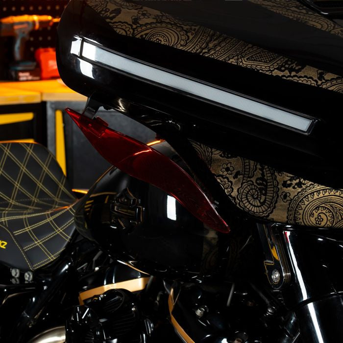 Red Adjustable Batwing Air Deflectors for Harley® Touring on bike