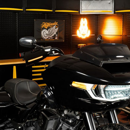 HOGWORKZ® TrueFire™ LED Hand Guards for Harley® Touring on bike