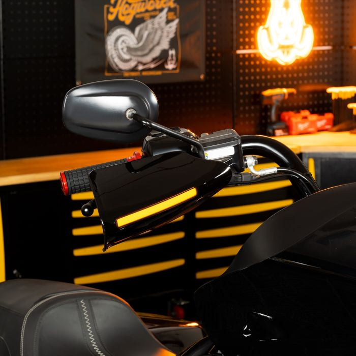 HOGWORKZ® TrueFire™ LED Hand Guards for Harley® Touring amber led