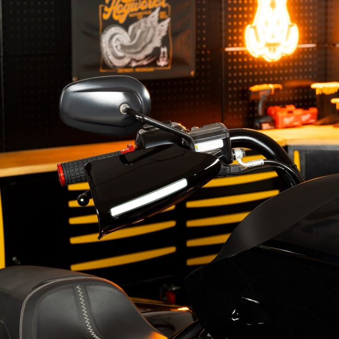 HOGWORKZ® TrueFire™ LED Hand Guards for Harley® Touring close up