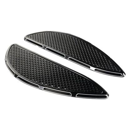 HOGWORKZ® Black Heaterz Driver Floorboards for Harley® Touring & Softail left angle