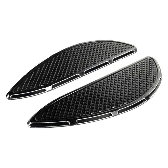 HOGWORKZ® Black Heaterz Driver Floorboards for Harley® Touring & Softail right angle