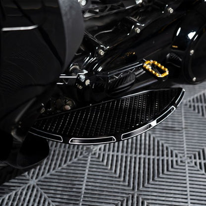HOGWORKZ® Black Heaterz Driver Floorboards for Harley® Touring & Softail on harley