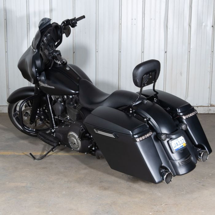 Detachable Harley-Davidson® Sissy Bar backrest on a denim black Street Glide from HOGWORKZ®
