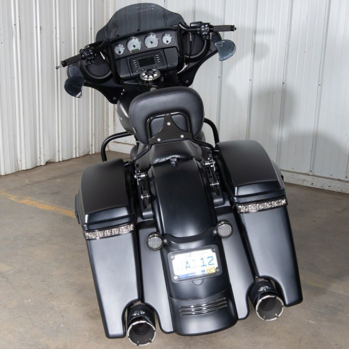 HOGWORKZ® Detachable Shorty Sissy Bar backrest for Harley-Davidson® on denim black Street Glide