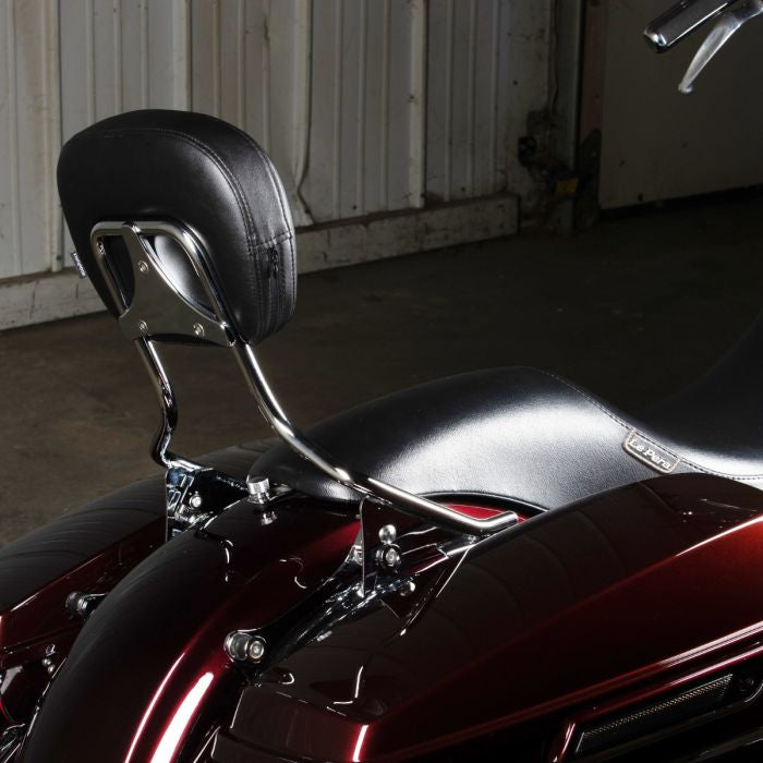 Detachable Shorty Sissy Bar backrest for Harley-Davidson® Touring motorcycles from HOGWORKZ® on twisted cherry road glide
