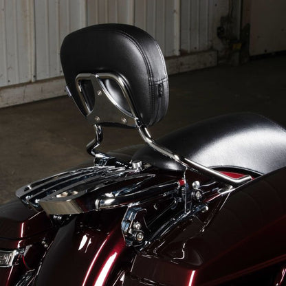 Detachable Shorty Sissy Bar backrest for Harley-Davidson® Touring motorcycles from HOGWORKZ® on twisted cherry road glide wit