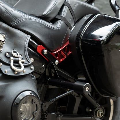 Black Passenger Peg Crash Bar / Frame Slider for Harley® Softail on bike