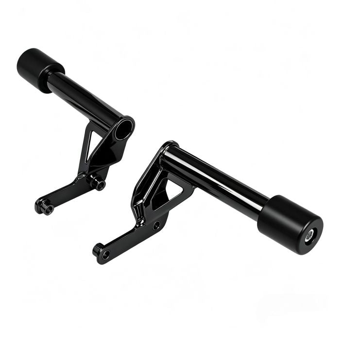 Black Passenger Peg Crash Bar / Frame Slider for Harley® Softail angle