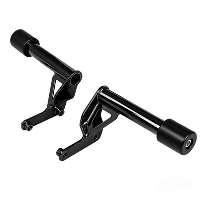 Black Passenger Peg Crash Bar / Frame Slider for Harley® Softail angle