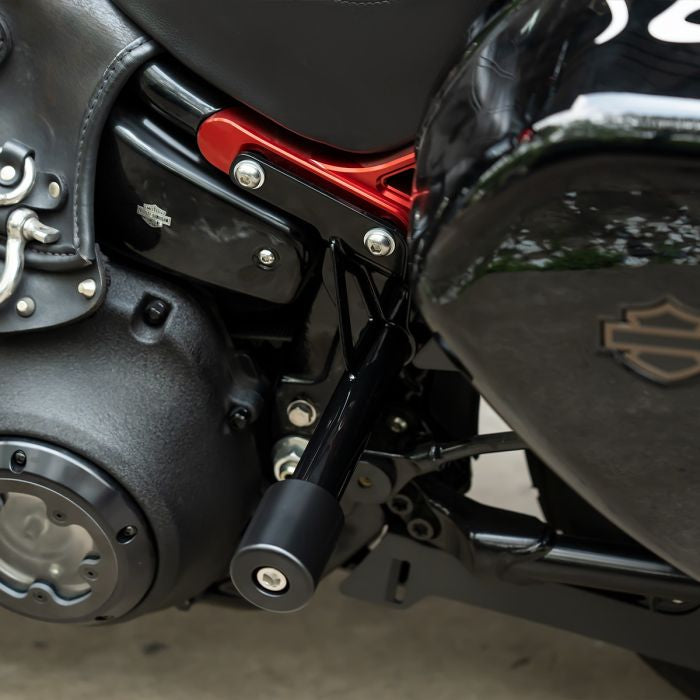 Black Passenger Peg Crash Bar / Frame Slider for Harley® Softail on softail