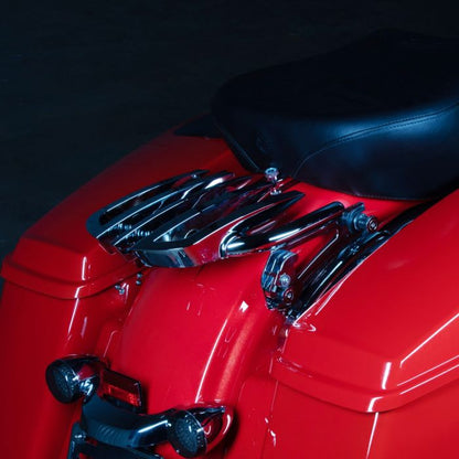 HOGWORKZ® Chrome Detachable Harley-Davidson® Touring Stealth B2 Luggage Rack on street glide