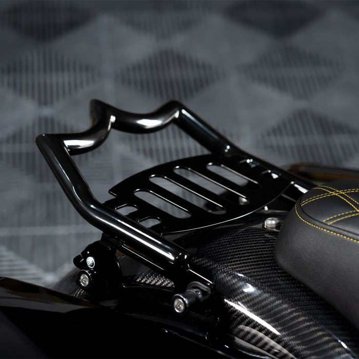Black Havoc Luggage Rack for Harley® Touring from HOGWORKZ on bike
