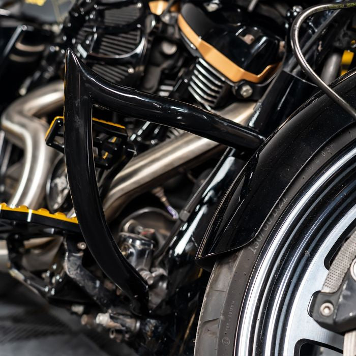 Black Chopped Havoc Engine Guard / Crash Bar for Harley® Touring from HOGWORKZ on bike