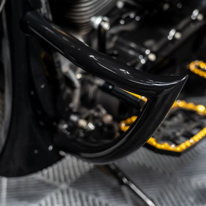 Black Chopped Havoc Engine Guard / Crash Bar for Harley® Touring from HOGWORKZ close up