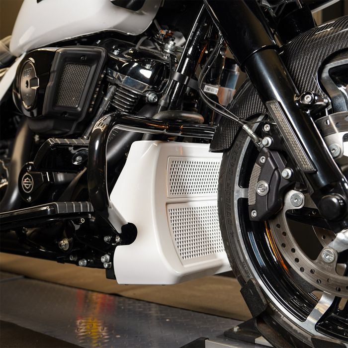 Black Chopped Engine Guard for Harley® Touring  from HOGWORKZ on bike