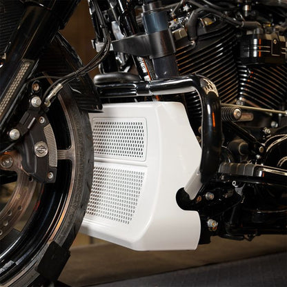 Black Chopped Engine Guard for Harley® Touring  from HOGWORKZ close up