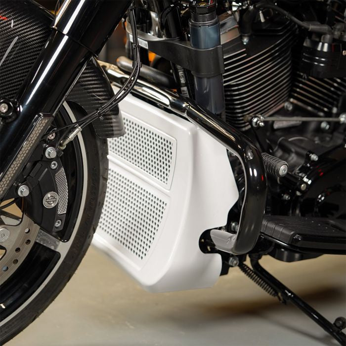Black Chopped Engine Guard for Harley® Touring  from HOGWORKZ top angle