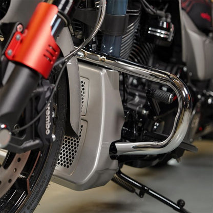 Chrome Chopped Engine Guard for Harley® Touring from HOGWORKZ on bike angle