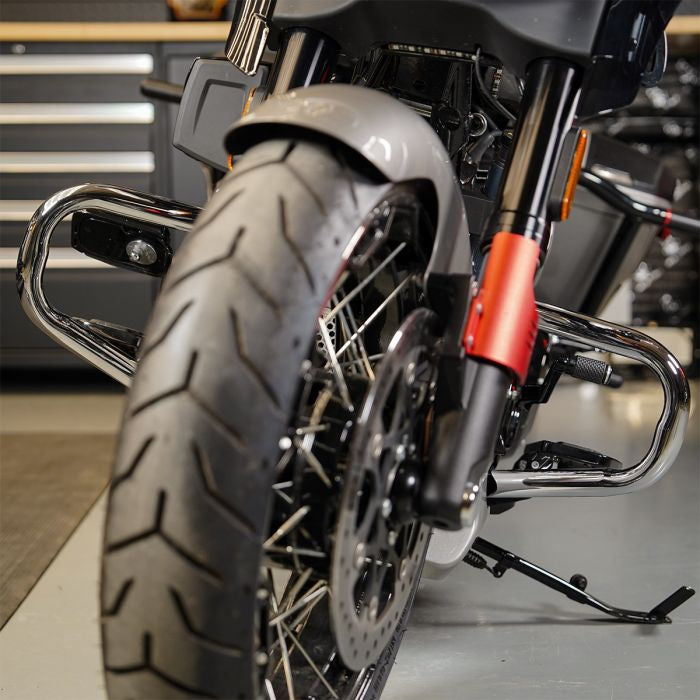 Chrome Chopped Engine Guard for Harley® Touring from HOGWORKZ on bike