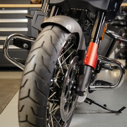 Chrome Chopped Engine Guard for Harley® Touring from HOGWORKZ on bike