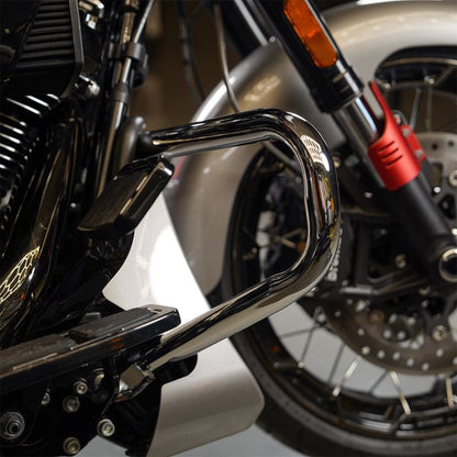 Chrome Chopped Engine Guard for Harley® Touring from HOGWORKZ on bike inside