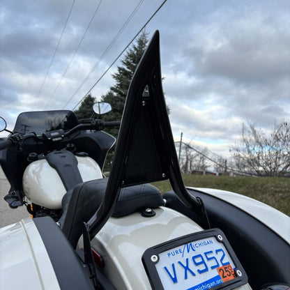 Black Havoc Sissy Bar Backrest for Harley® Low Rider / Sport Glide from HOGWORKZ on bike back side