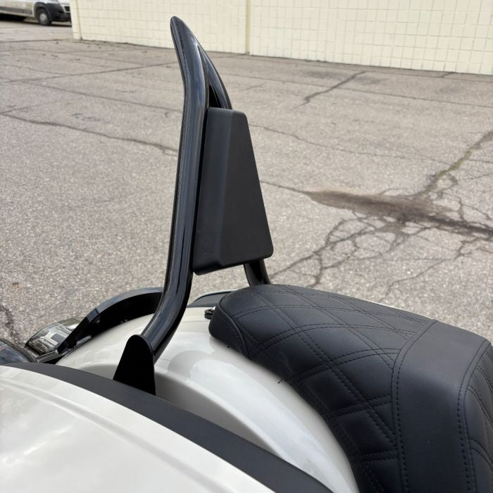 Black Havoc Sissy Bar Backrest for Harley® Low Rider / Sport Glide from HOGWORKZ on bike