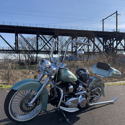 Chrome Two-Up Tour Pack Mount for Harley® Softail Deluxe / Heritage from HOGWORKZ on vicla front