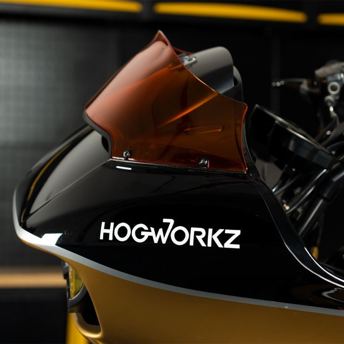 Orange HOGWORKZ® Flowz™ 7" Windshield for Harley® Road Glide on bike