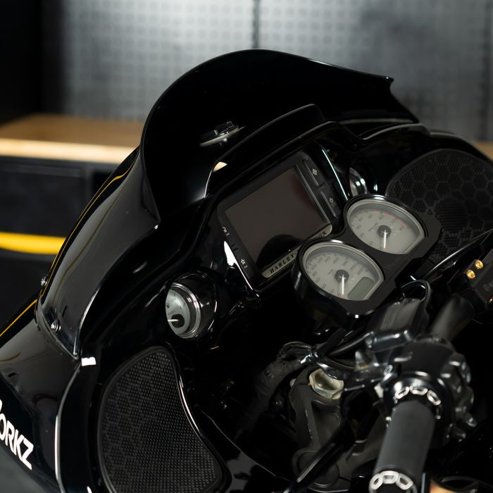 HOGWORKZ® Dark Smoke Flowz™ 9" Windshield for Harley® Road Glide on bike back