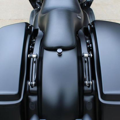 Black 4-Point Docking Hardware Kit for Harley® Touring '14-'23 | Replaces PN 52300353 top view on a bike