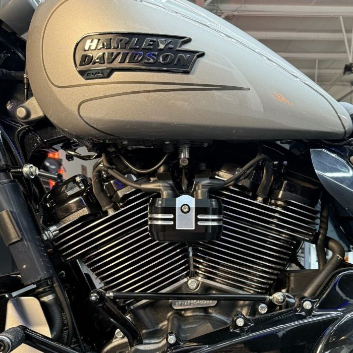 Black Contrast Ignition Coil Cover for Harley® Touring / Softail from HOGWORKZ on bike