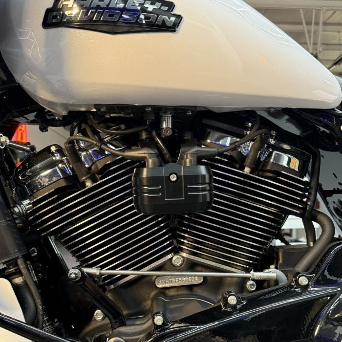 Black Ignition Coil Cover for Harley® Touring / Softail kit from HOGWORKZ on bike