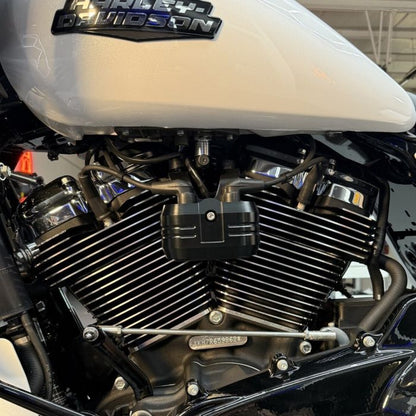 Black Ignition Coil Cover for Harley® Touring / Softail kit from HOGWORKZ on bike