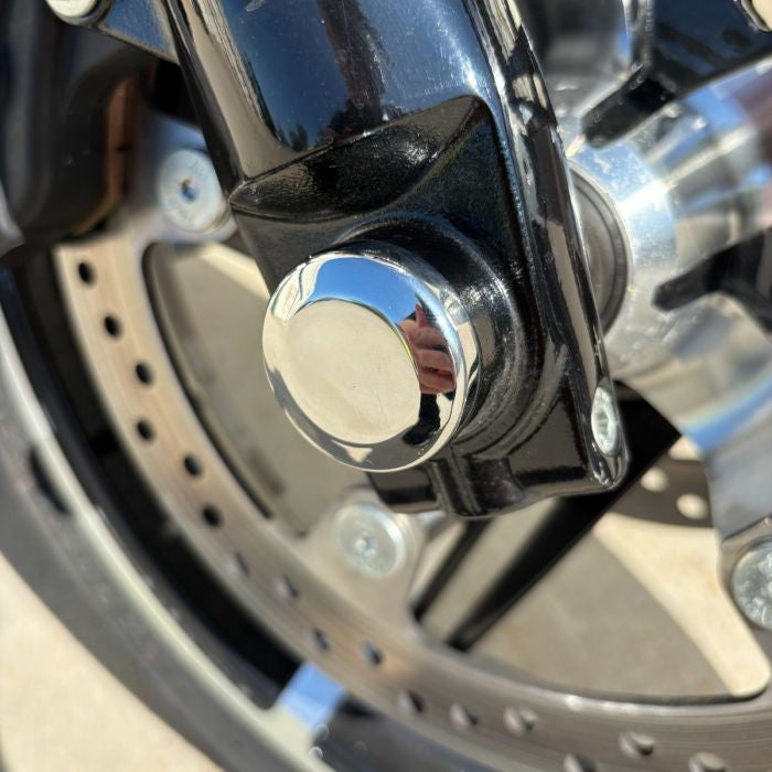 Chrome HOGWORKZ® Front Axle Covers for Harley® Touring on harley