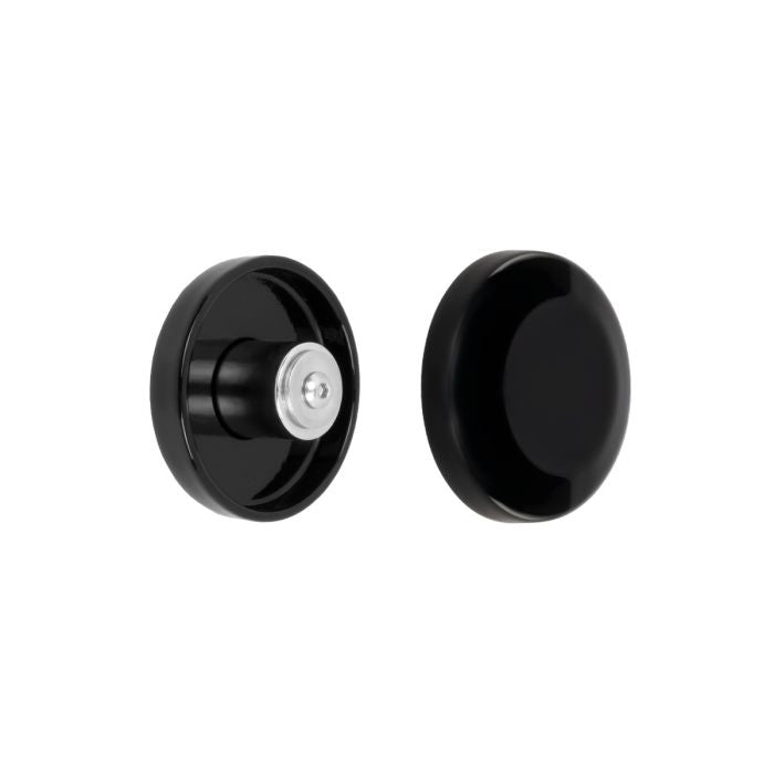 Black HOGWORKZ® Front Axle Covers for Harley® Touring angle