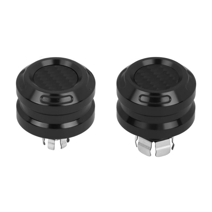 Black Anodized Carbon Inlay Front Axle Covers for Harley® Touring