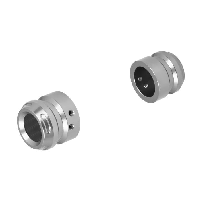 Silver Anodized Carbon Inlay Front Axle Covers for Harley® Motorcycles