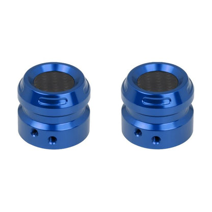 Blue Anodized Carbon Inlay Front Axle Covers for Harley® Motorcycles
