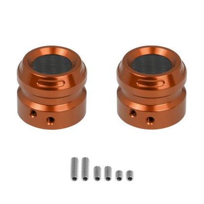 Orange Anodized Carbon Inlay Front Axle Covers for Harley® Motorcycles