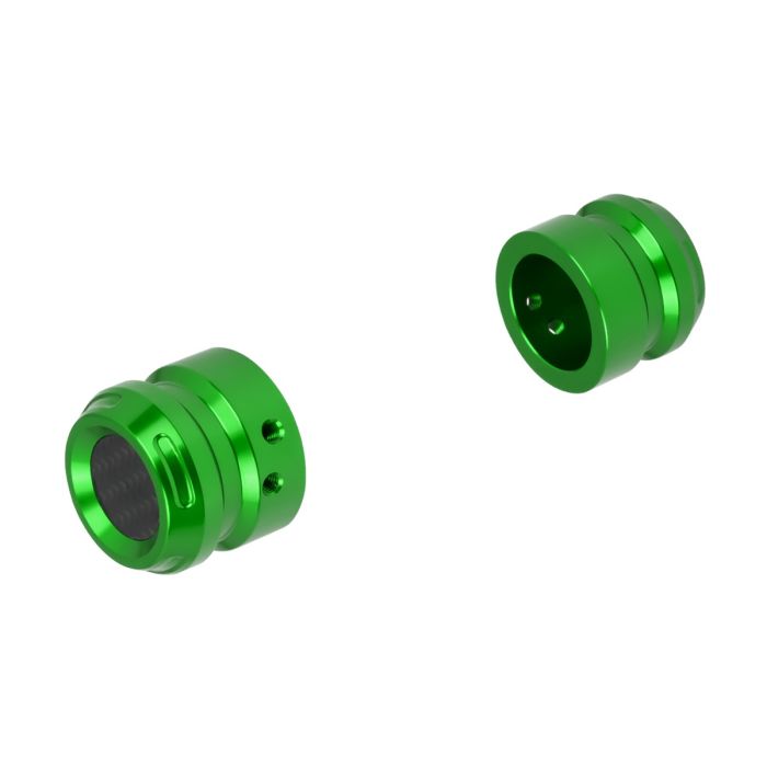 Green Anodized Carbon Inlay Front Axle Covers for Harley® Motorcycles