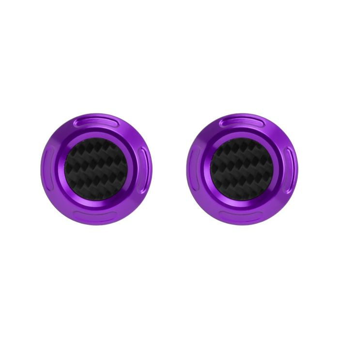 Purple Anodized Carbon Inlay Front Axle Covers for Harley® Motorcycles