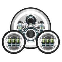 Harley® touring LED HALOMAKER Headlight in chrome from HOGWORKZ SIDE angle