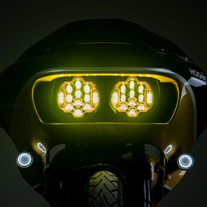 Harley® Road Glide Goldtooth™ Performance LED Headlight from HOGWORKZ on harley bike