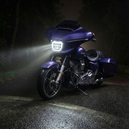 HOGWORKZ® Chrome HALOMAKER™ LED Headlight for Harley® Street Glide with light on