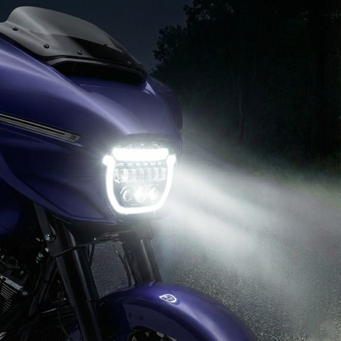 HOGWORKZ® Chrome HALOMAKER™ LED Headlight for Harley® Street Glide on bike