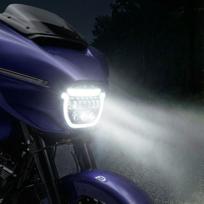 HOGWORKZ® Chrome HALOMAKER™ LED Headlight for Harley® Street Glide on bike