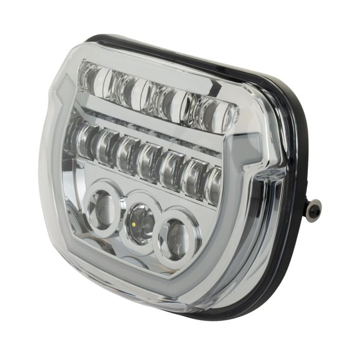 HOGWORKZ® Chrome HALOMAKER™ LED Headlight for Harley® Street Glide left angle