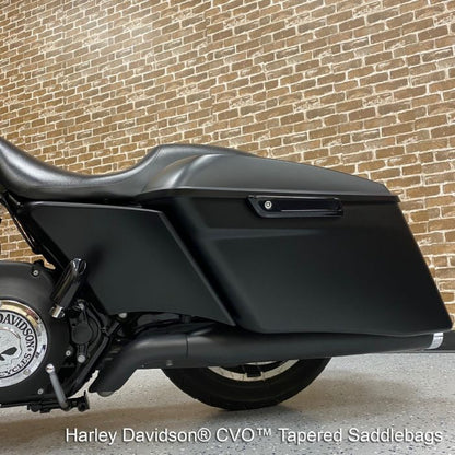 Color Match CVO™ Style Stretched Side Covers for Harley® Touring from hogworkz  on denim black Harley